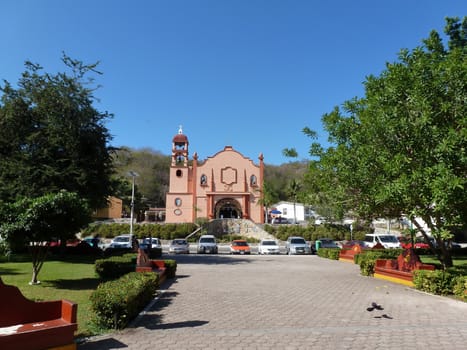 Main church in the square of the Gardenia area of Huatulco Crucecita