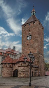 White tower or Weisser Turm in the center of Nuremberg, Germany