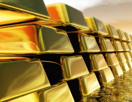 Digital Illustration of Gold Bullions