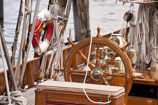 Steering Wheel on a Sailing Ship