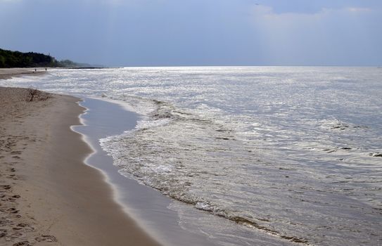 Baltic Landscape with Forest,Beach,Sea and Storm Clouds