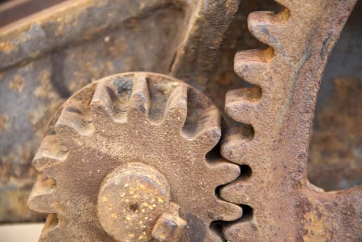 Detail of two rusty Cogs