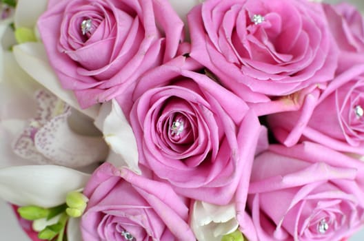 Wedding Pink Roses And White Orchid Bouquet