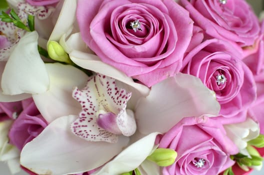 Wedding Pink Roses And White Orchid Bouquet