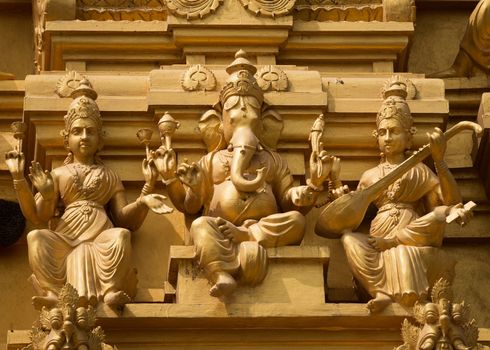 Lord Ganesha on the golden tower of the Sri Naheshware temple in Bengaluru.