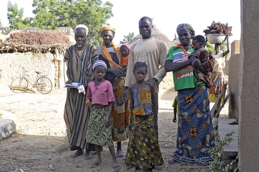 portrait of a group of villagers in a village in Burkina Faso