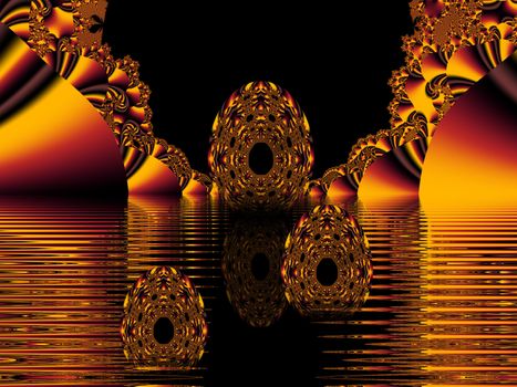 Abstarct sea and eggs background of fractals