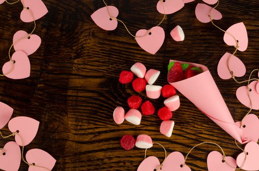 A Valentine still life with  assorted candy