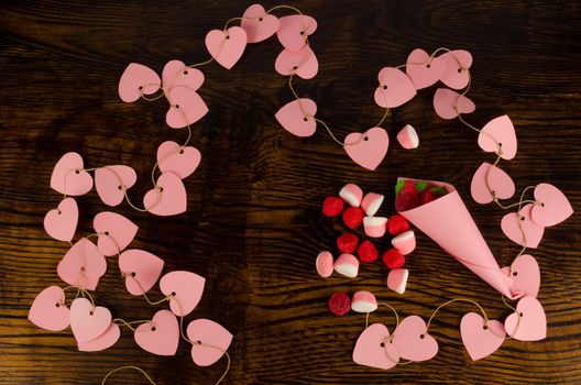 A Valentine still life with  assorted candy