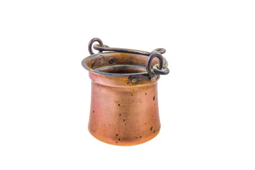 Antique Copper Pot Kettle Cauldron isolated on white