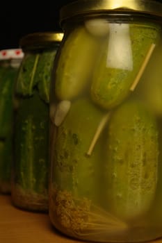pickled cucumbers in the jar