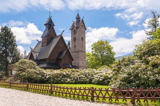 Old, wooden, Norwegian temple Wang in Karpacz, Poland