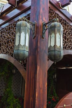 Arab street lanterns in the city of Dubai in the United Arab Emirates