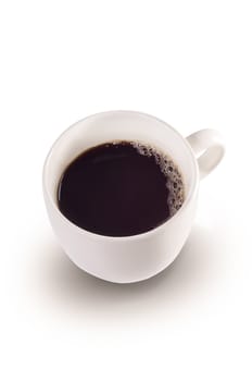 Cup of fresh coffee  on white  background : clipping path