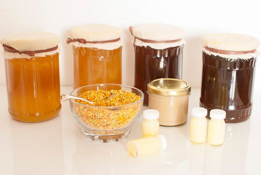 variety of raw organic honey bee products