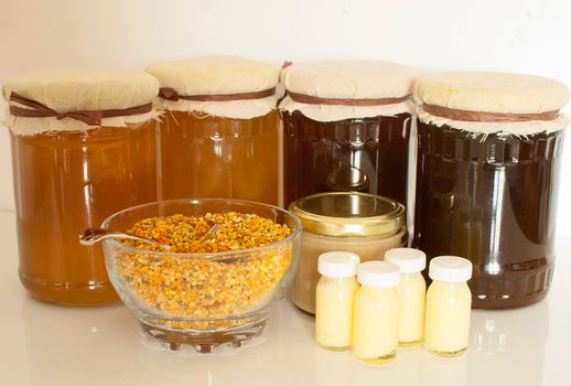 variety of raw organic honey bee products