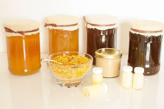 variety of raw organic honey bee products