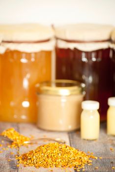 variety of raw organic honey bee products