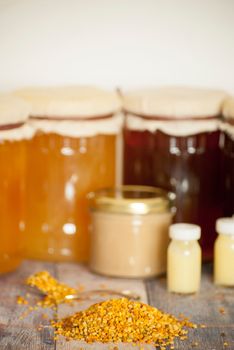 variety of raw organic honey bee products