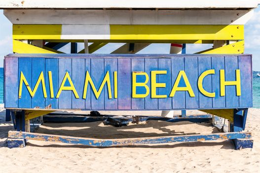 Colorful Lifeguard Tower in South Beach, Miami Beach, Florida, USA 
