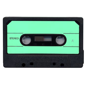 Magnetic tape cassette side A for audio music recording isolated over white background