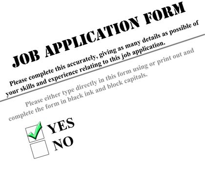 Checked box on Yes on job application form