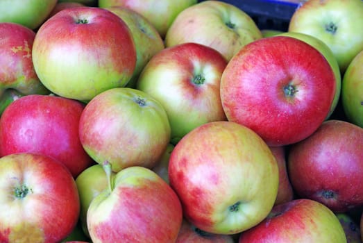 Background with ripe fresh apples, closeup image