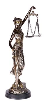 Themis, mythological Greek goddess, isolated over white background (souvenir)