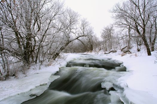 Winter scenic of the River Krynka, Donetsk region, Ukraine. 