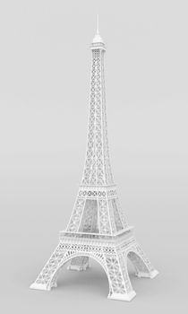 White Eiffel Tower on a gray background