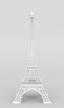 White Eiffel Tower on a gray background