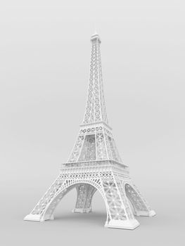 White Eiffel Tower on a gray background