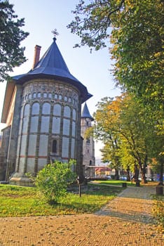 Medieval church in the light of sunset