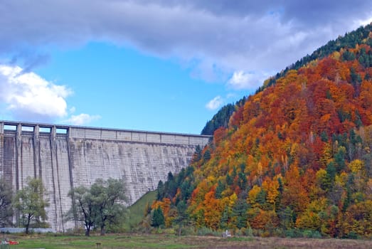 Energy dam in october, romanian mountains.