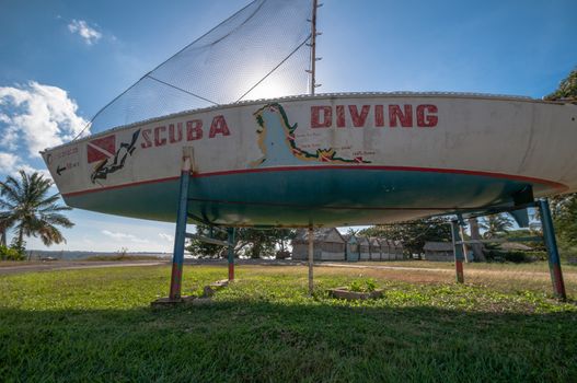 Scuba Diving boat on pigs bay, cuba in jan 2013