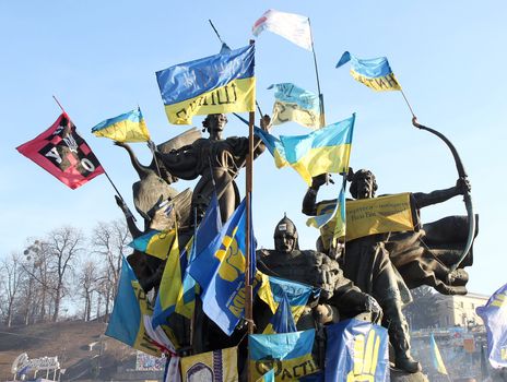 KIEV, UKRAINE - DECEMBER 24: Anti-governmental and pro-European integration protests on December 24, 2013 in Kiev, Ukraine