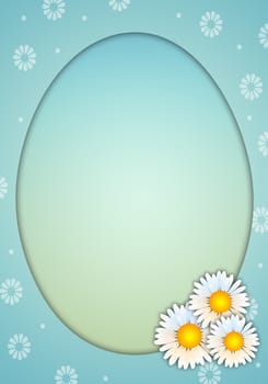 illustration for Easter with egg and daisies