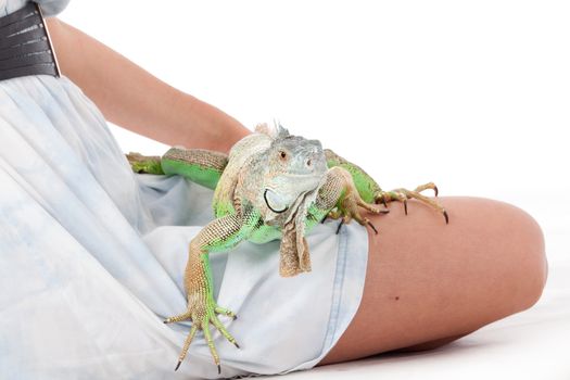 Young adults in a white studio having fun