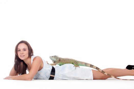 Young adults in a white studio having fun