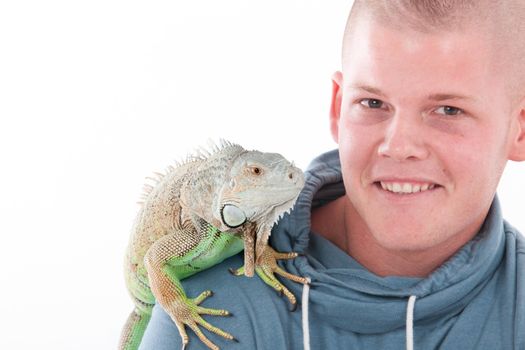 Young adults in a white studio having fun