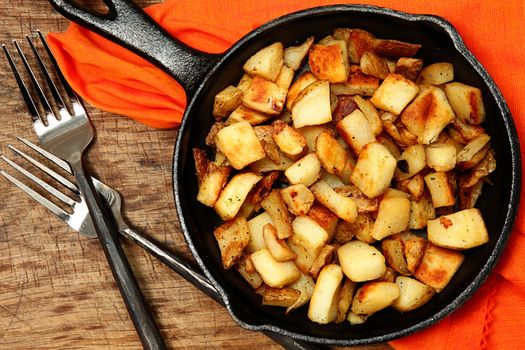 Ranch Potatoes or Home Fries in Cast Iorn Serving Skillet