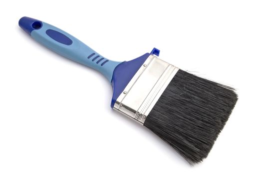 Paintbrush closeup on white background 