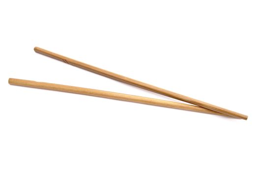 Wood chopsticks isolated on white background 