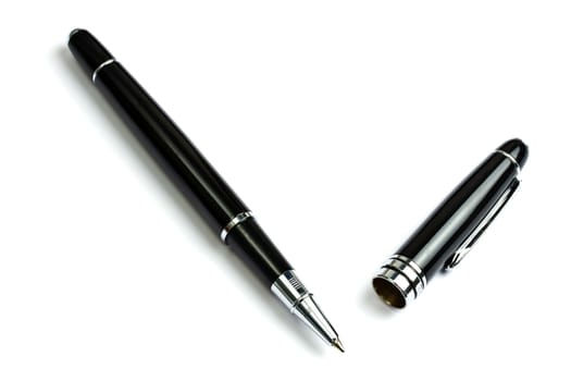 Black Ball Point Pen Isolated On White background 