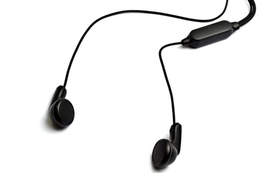 Black earphones isolated on white background