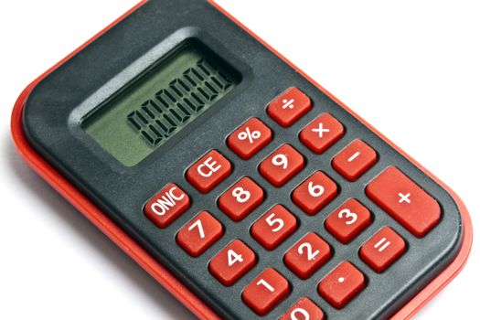 MIni red calculator isolated on white background 