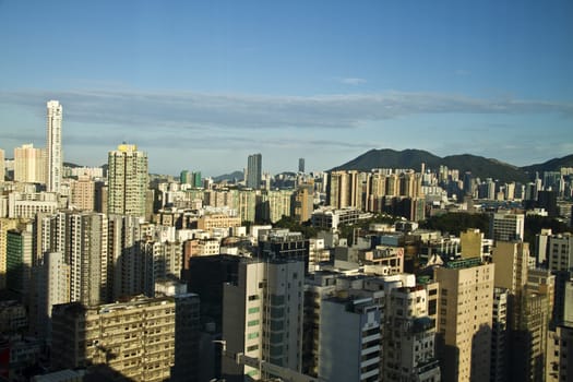 Landscape of  skyscrapers in Hong Kong