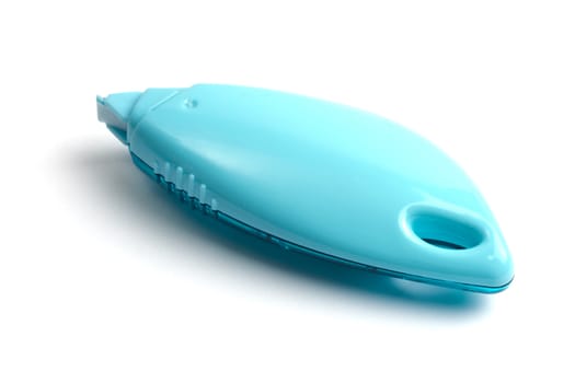 Blue correction tape isolated on white background