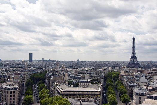 Aerial view of Paris from triumphal arch 
