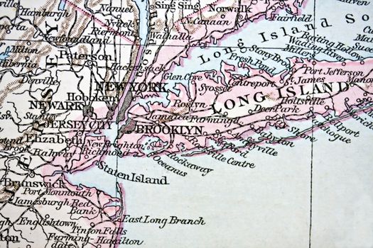 Ancient map of New York - handmade in 1881